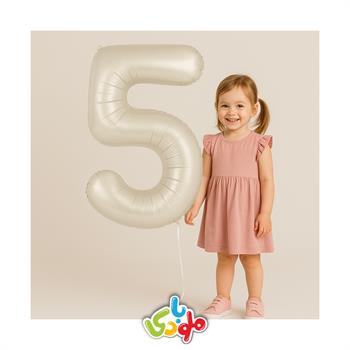 بادکنک فویلی عدد 5 خاکی 32 اینچ