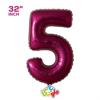 بادکنک فویلی عدد 5 سرخابی ۳۲ اینچ
