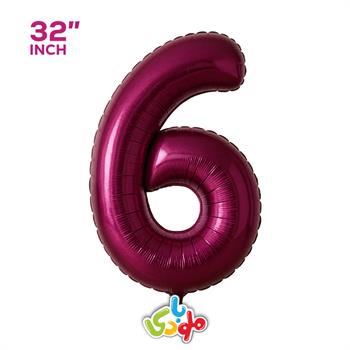 بادکنک فویلی عدد 6 سرخابی ۳۲ اینچ