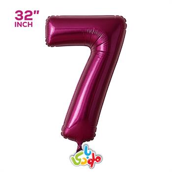 بادکنک فویلی عدد 7 سرخابی ۳۲ اینچ