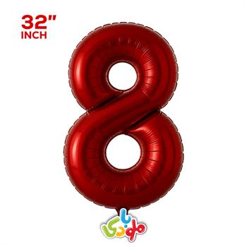 بادکنک فویلی عدد 8 قرمز 32 اینچ