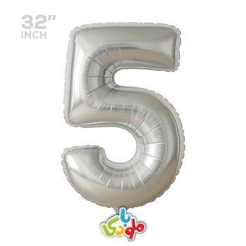 بادکنک فویلی عدد 5 نقره ای ۳۲ اینچ