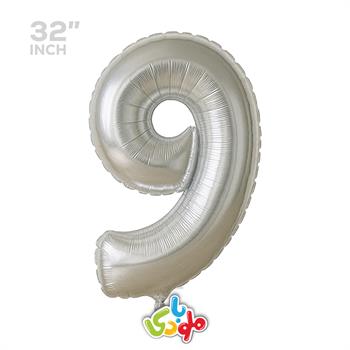 بادکنک فویلی عدد 9 نقره ای ۳۲ اینچ