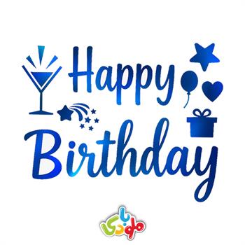 برچسب بوبو بالن happy birthday آبی