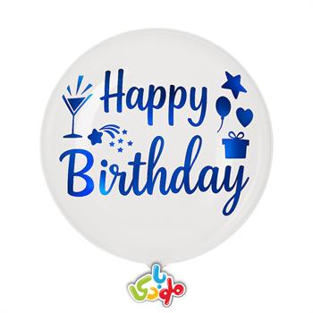 برچسب بوبو بالن happy birthday آبی