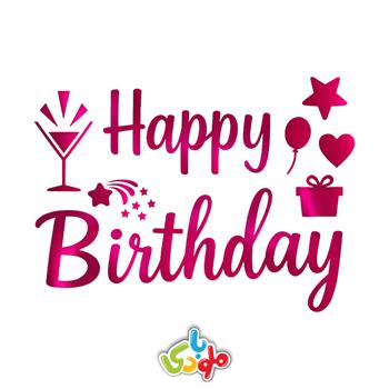 برچسب بوبو بالن happy birthday سرخابی