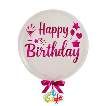 برچسب بوبو بالن happy birthday سرخابی