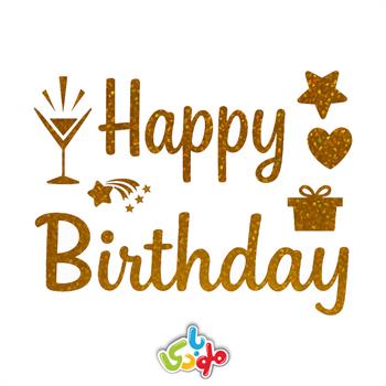 برچسب بوبو بالن happy birthday طلایی