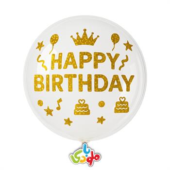 برچسب بوبو بالن happy birthday طلایی