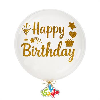 برچسب بوبو بالن happy birthday طلایی