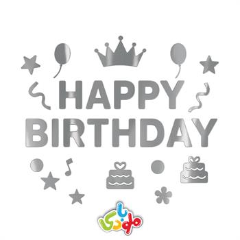 برچسب بوبو بالن happy birthday نقره ای
